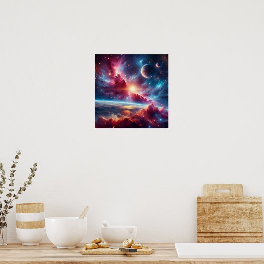 Celestial Galaxy: Vibrant Nebulae & Distant Worlds Poster (Keuken)