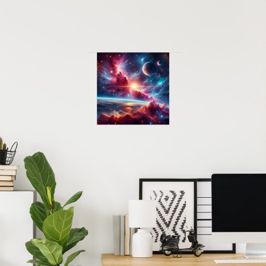 Celestial Galaxy: Vibrant Nebulae & Distant Worlds Poster (Thuiskantoor)