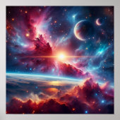 Celestial Galaxy: Vibrant Nebulae & Distant Worlds Poster (Voorkant)