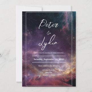 Celestial Galaxy Wedding Invitation Kaart