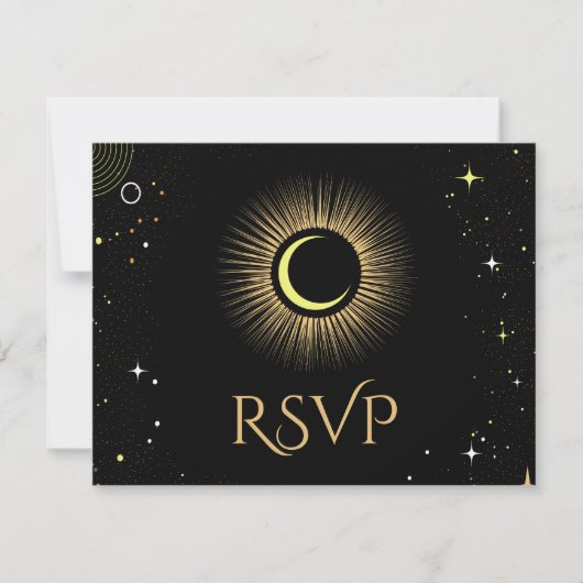Celestial Galaxy Zwart Bruiloft RSVP Kaartje (Voorkant)