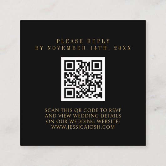 Celestial Galaxy Zwart QR Code Bruiloft RSVP Informatiekaartje (Achterkant)