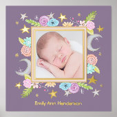 Celestial Garden Moon Star Lavendel Pasgeboren fot Folie Afdrukken (Voorkant)