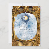 Celestial Geel Blauw Zon Maan Art Deco Bruiloft Kaart (Voorkant)