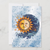 Celestial Geel Blauw Zon Maan Bachelorette Party Kaart (Achterkant)