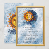 Celestial Geel Blauw Zon Maan Bachelorette Party Kaart (Voorkant / Achterkant)