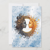 Celestial Geel Blauw Zon Maan Bruidsmeisje Luncheo Kaart (Achterkant)