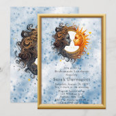 Celestial Geel Blauw Zon Maan Bruidsmeisje Luncheo Kaart (Voorkant / Achterkant)