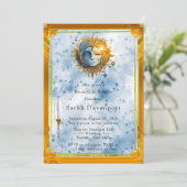 Celestial Geel Blauw Zon Maan Brunch & Bubble Kaart (Staand voorkant)