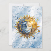 Celestial Geel Blauw Zon Maan Brunch & Bubble Kaart (Achterkant)