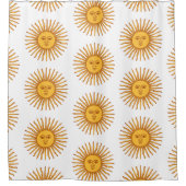 Celestial Geel Zonneschijn Gezicht op Wit Elegant Douchegordijn (Voorkant)