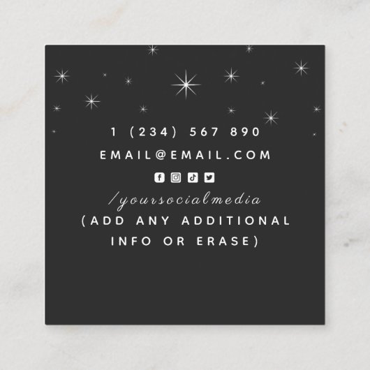 Celestial Gem Moon Jewelry Designer Vierkante Visitekaartje (Achterkant)