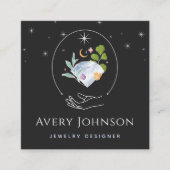 Celestial Gem Moon Jewelry Designer Vierkante Visitekaartje (Voorkant)