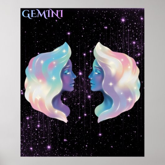 Celestial Gemini – Astrology Art Poster (Voorkant)