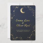 Celestial Gemini Wedding Invitation Elegant Double Kaart (Voorkant)