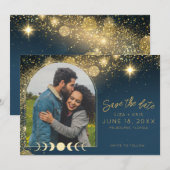 Celestial Geschreven in de Sterren Foto Bruiloft Save The Date (Voorkant / Achterkant)