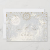 Celestial Geschreven in de Sterren Foto Bruiloft Save The Date (Voorkant)