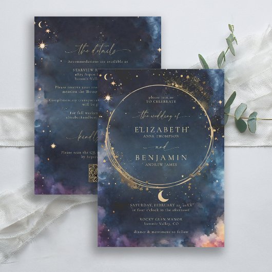 Celestial Gift Midnight Blue All in One Wedding Kaart