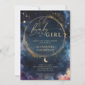 Celestial Gift Midnight Blue Elegant Baby shower Kaart (Voorkant)