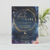 Celestial Gift Midnight Blue Elegant Baby shower Kaart (Staand voorkant)