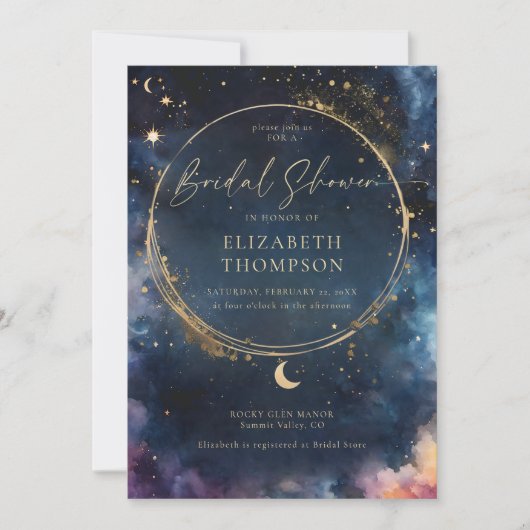 Celestial Gift Midnight Blue Elegant Vrijgezellenf Kaart (Voorkant)