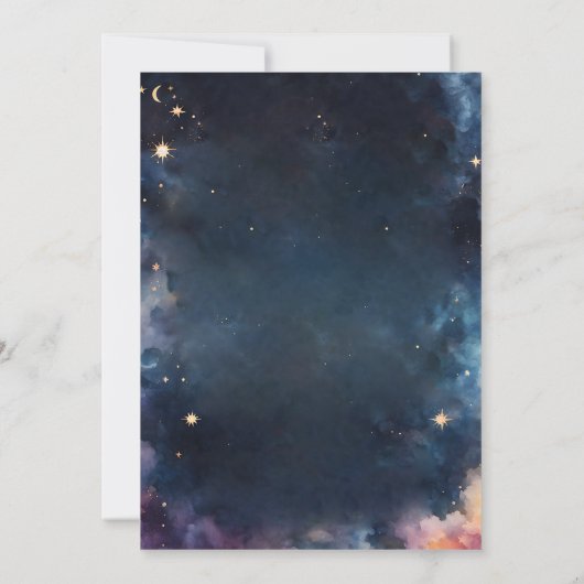 Celestial Gift Midnight Blue Elegant Vrijgezellenf Kaart (Achterkant)