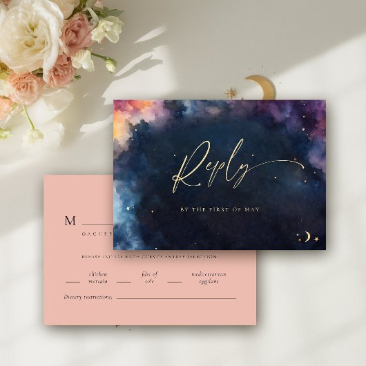 Celestial Gift Midnight Blue Meal Wedding RSVP