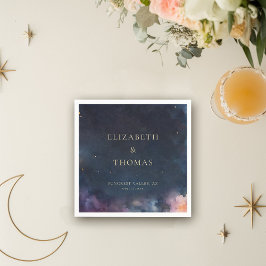 Celestial Gift Midnight Blue Sky Stars Waterverf Servet