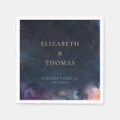 Celestial Gift Midnight Blue Sky Stars Waterverf Servet (Voorkant)