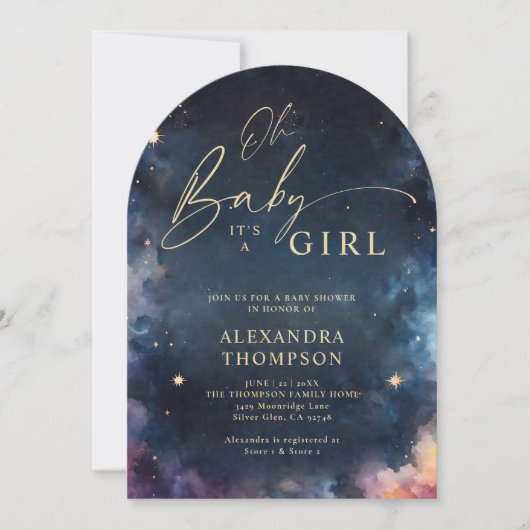 Celestial Gift Midnight Blue Star Arch Baby shower Kaart (Voorkant)
