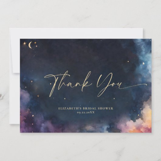 Celestial Gift Midnight Blue Starry Night Galaxy Bedankkaart (Voorkant)