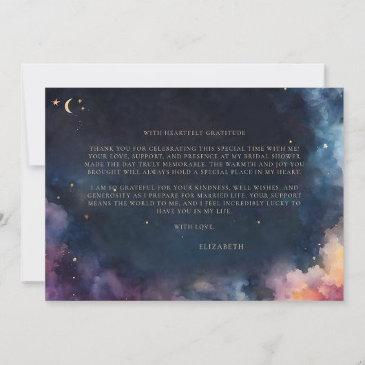 Celestial Gift Midnight Blue Starry Night Galaxy Bedankkaart (Achterkant)
