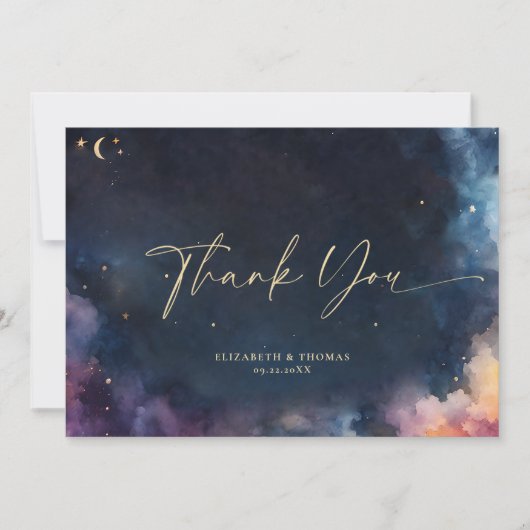 Celestial Gift Midnight Blue Stars Cosmic Galaxy Bedankkaart (Voorkant)