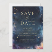 Celestial Gift Midnight Blue Wedding Save the Date (Voorkant)