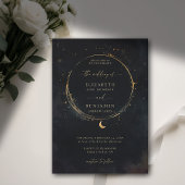 Celestial Gift Moody Dark Elegant Gold Wedding Kaart