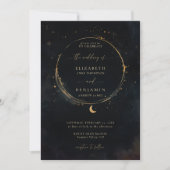 Celestial Gift Moody Dark Elegant Gold Wedding Kaart (Voorkant)