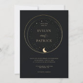 Celestial Gift Moody Navy Elegant Modern Wedding Kaart (Voorkant)