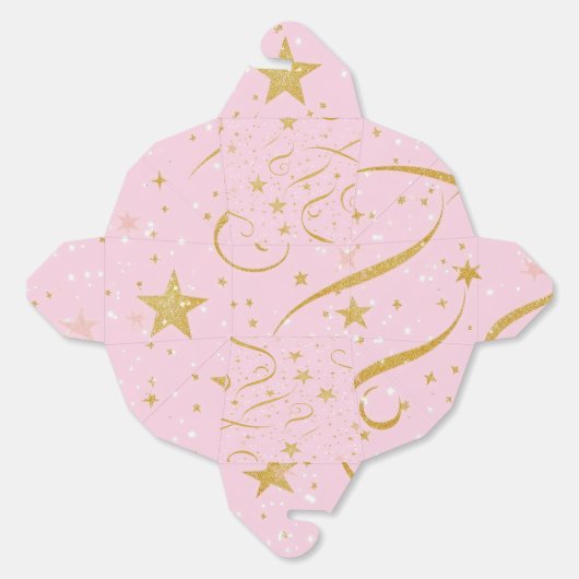 Celestial Gift – Pink & Gold Star Gift Box Bedankdoosjes (Ongevouwen)