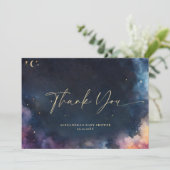 Celestial Gift Stars Cosmic Galaxy Midnight Blue Bedankkaart (Staand voorkant)