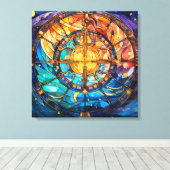 Celestial Glas in lood Canvas Art Afdruk (Insitu (Houten vloer))