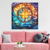 Celestial Glas in lood Canvas Art Afdruk (Insitu (Woonkamer))