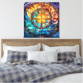 Celestial Glas in lood Canvas Art Afdruk (Insitu (Slaapkamer))