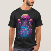 Celestial Glow: Maan Jellyfish Kleurrijke Verrukki T-shirt (Voorkant)