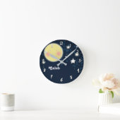 Celestial Glow Moon Nursery Room Persoonlijke naam Ronde Klok (Huis)