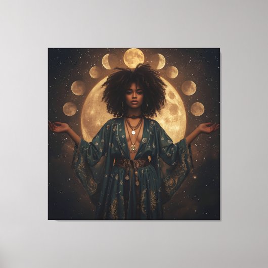Celestial Goddess Afro Art – Uitgerekt Canvas (Voorkant)