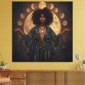Celestial Goddess Afro Art – Uitgerekt Canvas (Insitu (Woonkamer))