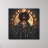 Celestial Goddess Afro Art – Uitgerekt Canvas Afdruk (Voorkant)