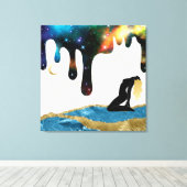 *~* Celestial Goddess Fantasy Mystical Gold Blue Canvas Afdruk (Insitu (Houten vloer))