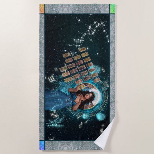 Celestial Goddess Messenger met Tarot Cards Strandlaken (Voorkant)