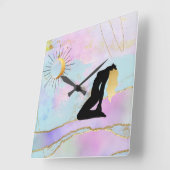 *~* Celestial Goddess Rainbow Pastel Glitter AP22 Vierkante Klok (Hoek)